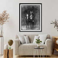 Unidentified man in Middle Eastern costume with arm around boy, full-length portrait, Antique Wall Art