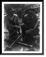 Historic Framed Print, [Two men mixing mortar],  17-7/8" x 21-7/8"