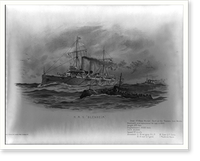 H.M.S. Blenheim".W.S. Tomkin.", Antique Wall Art