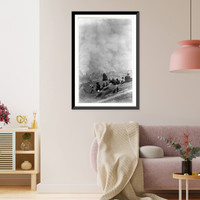 Spectators sitting on hillside watching fires consume the city after the 1906 San Francisco earthquake - 2, Antique Wall Art