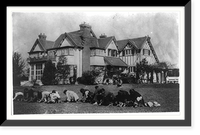 Historic Framed Print, Chinese women weeding lawn of wealthy foreigners in Shanghai, China,  17-7/8" x 21-7/8"