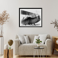 Vernon Castle in front seat of biplane, Curtiss Aviation School, Newport News, Va, Vintage Wall Art