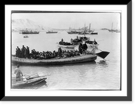 String of pontoons in tow of stream launch, approaching landing stage, Chemulpo, Historic Print