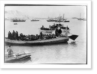 String of pontoons in tow of stream launch, approaching landing stage, Chemulpo, Historic Print