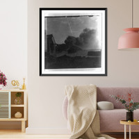 Russian warships in harbor; in background smoke from a fire near Golden Hill started by Japanese bombardment, Port Arthur, Vintage Print