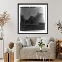 Russian warships in harbor; in background smoke from a fire near Golden Hill started by Japanese bombardment, Port Arthur, Vintage Print