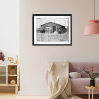 Historic Framed Print, [J.C. Cram sod house, Loup County, Nebraska],  17-7/8" x 21-7/8"