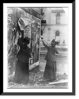 Louise Hall, with brush, and Susan Fitzgerald pasting billboard posters, Cincinnati, May 1912, Antique Print