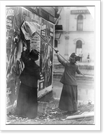 Louise Hall, with brush, and Susan Fitzgerald pasting billboard posters, Cincinnati, May 1912, Antique Print