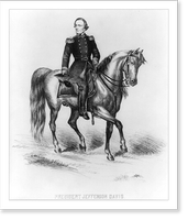President Jefferson Davis. Arriving in the field of battle at Bulls's Run, between 1861 and 1865, Antique Poster
