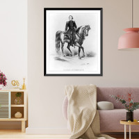 President Jefferson Davis. Arriving in the field of battle at Bulls's Run, between 1861 and 1865, Antique Poster