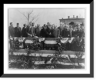 Historic Framed Print, [Andrew Carnegie and other dignitaries on the platform at the 25th anniversary of Tuskegee Institute, Alabama],  17-7/8" x 21-7/8"