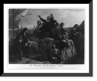 Historic Framed Print, The departure of the pilgrim fathers, for America, A.D. 1620,  17-7/8" x 21-7/8"