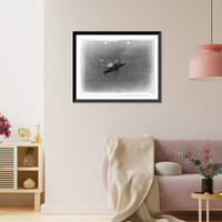 Aerial view of the ex-German cruiser FRANKFORT under air bombing attack demonstration. 1921 Classic, Vintage Wall Art