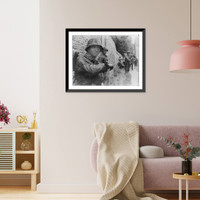 Vintage Military Print - Waffen SS soldier standing against a wall
