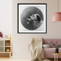 Dog with bird in mouth, Antique Print