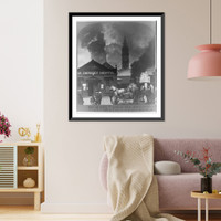 Historic Framed Print, On duty amid the encircling gloom" of a city's certain destruction. Magnificent fire scene near Union Ferry Bldg. San Francisco,  U.S.A.",  17-7/8" x 21-7/8"