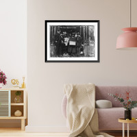 Group of unemployed workers holding up newspaper, The Voice of the People, New York City, Antique Print