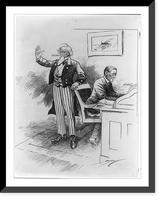 Historic Framed Print, [Wilson reading report on sinking of Lusitania while Uncle Sam says steady"]",  17-7/8" x 21-7/8"