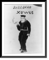 U.S. Marine smoking pipe as drawn by Japanese artist, Vintage Print