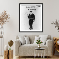 U.S. Marine smoking pipe as drawn by Japanese artist, Vintage Print