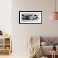 Paddle wheel mechanism of side-wheel steamer, Vintage Poster