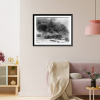 Smoke billowing over Tulsa, Oklahoma during 1921 race riots, Vintage Print