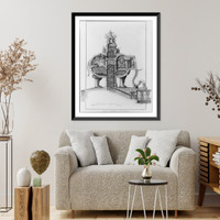 Historic Framed Print, Profil de l'Edifice sur la longueur,  17-7/8" x 21-7/8"