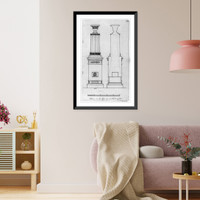 Historic Framed Print, [Design drawing for stoves in the Library at the U.S. Capitol in Washington, D.C.],  17-7/8" x 21-7/8"