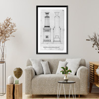 Historic Framed Print, [Design drawing for stoves in the Library at the U.S. Capitol in Washington, D.C.],  17-7/8" x 21-7/8"