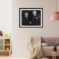 Historic Framed Print, [Sen. Arthur Vandenberg (left) shaking hands with another man],  17-7/8" x 21-7/8"
