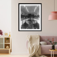 Historic Framed Print, [Interior of Ford trimotor plane with club" type cabin furnishings]",  17-7/8" x 21-7/8"