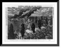 Fighting between the cavalry and the war ships. The letter sorrendered sic, Antique Poster