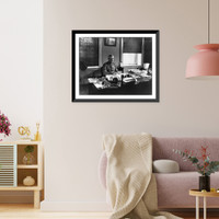 Historic Framed Print, [Major General John J. Pershing, half-length portrait, seated at desk],  17-7/8" x 21-7/8"