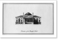 Design of a city hall proposed to be built in New York. Elevation of the principal front, Antique Print