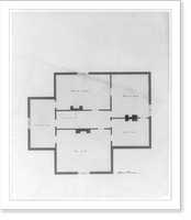 Historic Framed Print, [Three-story house with piazza. Attic floor plan],  17-7/8" x 21-7/8"