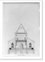 Historic Framed Print, Architectural drawing for gothic-style church. Transverse section,  17-7/8" x 21-7/8"