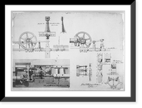 Steam engine, Washington Navy Yard, Washington, D.C. Plan of the forge tilt-hammer, Historic Print