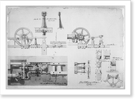 Steam engine, Washington Navy Yard, Washington, D.C. Plan of the forge tilt-hammer, Historic Print