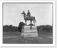 Historic Framed Print, [George Gordon Meade, 1815-1872, statue at Gettysburg, Pa. full-length, mounted on horseback],  17-7/8" x 21-7/8"