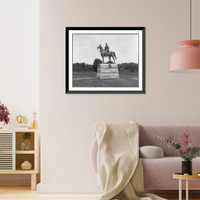 Historic Framed Print, [George Gordon Meade, 1815-1872, statue at Gettysburg, Pa. full-length, mounted on horseback],  17-7/8" x 21-7/8"