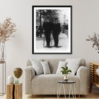 Historic Framed Print, [Charles Evans Hughes, 1862-1948, (as former Secretary of State), full-length portrait, walking with Secretary of State, Frank B. Kellogg, near the State Department],  17-7/8" x 21-7/8"