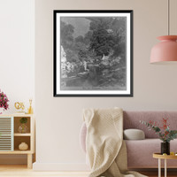 Historic Framed Print, Fording Pluto's Creek, Geyser Springs, Sonoma Co., Cal..Andrew Price, photographer.,  17-7/8" x 21-7/8"