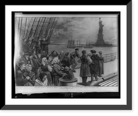 Historic Framed Print, New York - Welcome to the land of freedom - An ocean steamer passing the Statue of Liberty: Scene on the steerage deck.from a sketch by a staff artist.,  17-7/8" x 21-7/8"