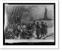Historic Framed Print, New York - Welcome to the land of freedom - An ocean steamer passing the Statue of Liberty: Scene on the steerage deck.from a sketch by a staff artist.,  17-7/8" x 21-7/8"