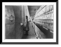 Historic Framed Print, Rhodes Mfg. Co., Lincolnton, N.C. Spinner. A moments glimpse of the outer world Said she was 10 years old. Been working over a year. Location: Lincolnton, North Carolina.,  17-7/8" x 21-7/8"
