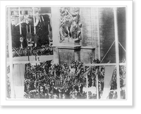 Unfurling the American flag under the Arc de Triomphe, Paris, July 14, 1919, Antique Print