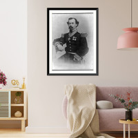 Historic Framed Print, [Miguel Miram&oacute;n, half-length portrait, seated, facing front],  17-7/8" x 21-7/8"