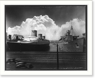 Black & White Photo - New York City - NORMANDIE & QUEEN MARY, 1939
