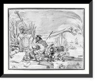 Allegory showing America as ragged warrior beside naval cannon and shot Classic, Vintage Poster
